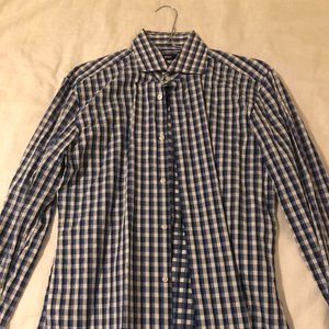 Hugo Boss Blue Checkered Slim Fit Dress Shirt